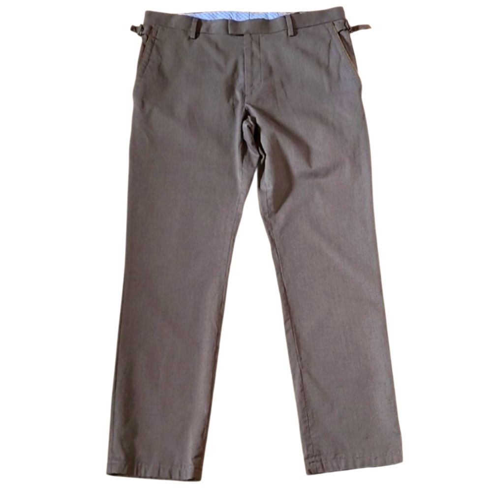 34/31 Mexx Metropoltan Relaxed Slim Fit Brown Plaid Side Buckles Faux Suede Trim